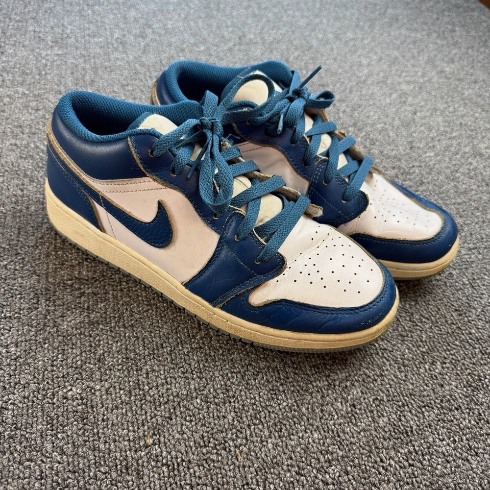 Nike Air Jordan 1 Low SE White/Industrial Blue Sneakers (FN9137-141) Size 7Y